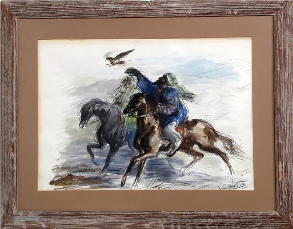John August Groth | Tribesmen Hawking (Circa 1940) | MutualArt