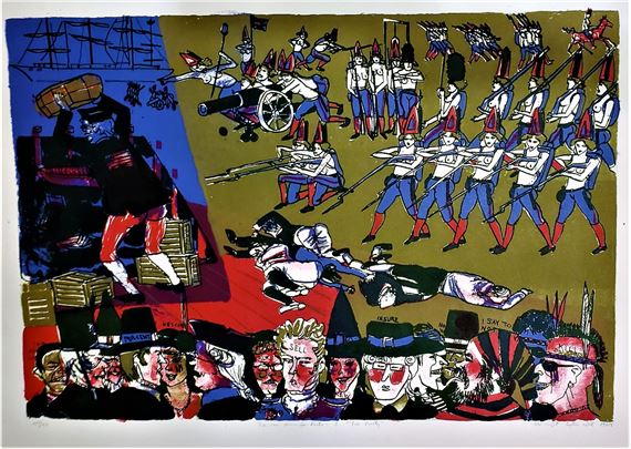 Warrington Colescott | Famous American Riots: Tea Party (1969) | MutualArt