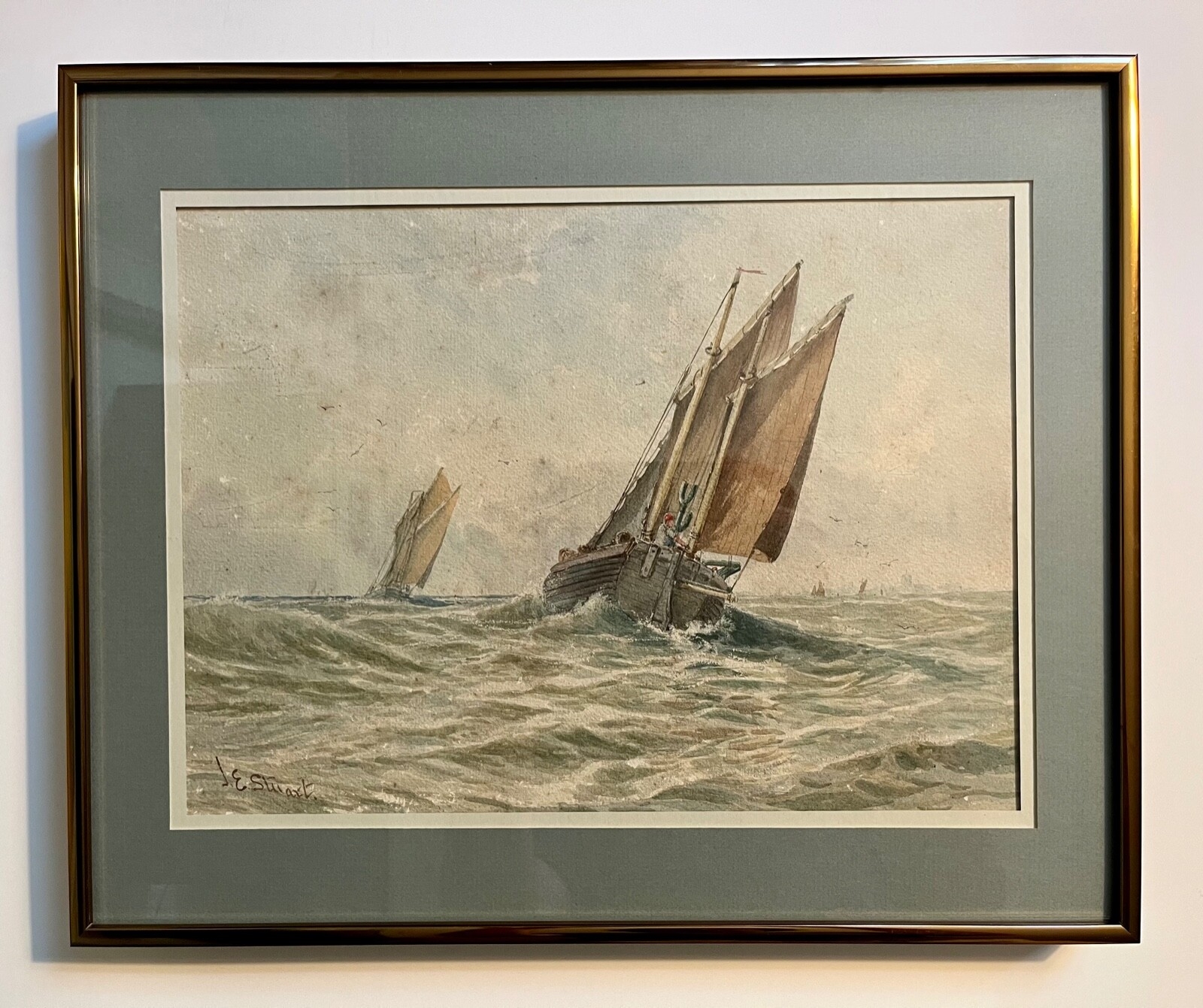 James Everett Stuart | RARE 19th C. Watercolor Painting by American ...