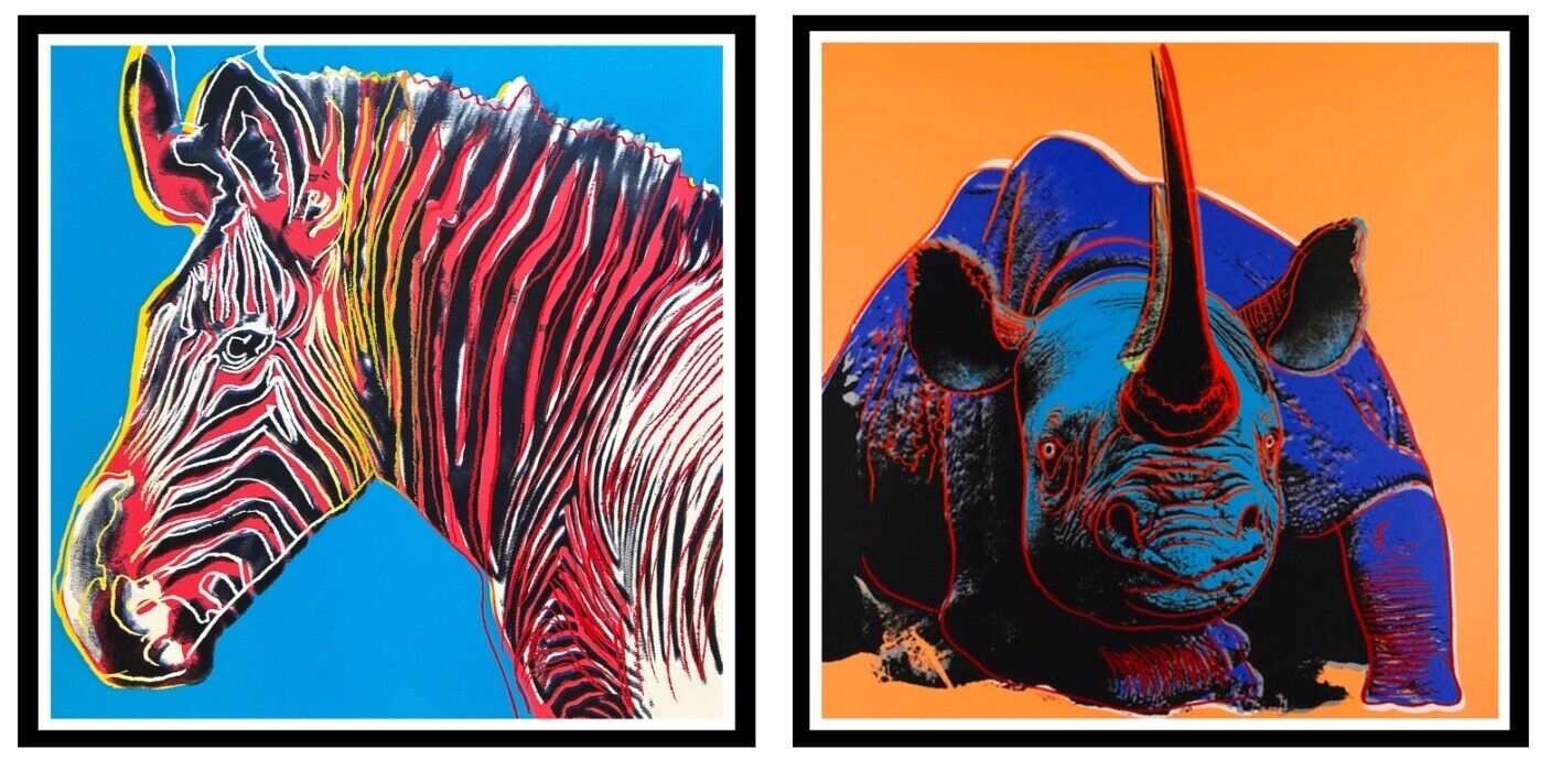 Andy Warhol | Zebra & Rhino Silkscreens-Endang.Species- 2 Top 10! (1983 ...