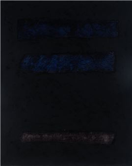 A black and blue painting on a black background.