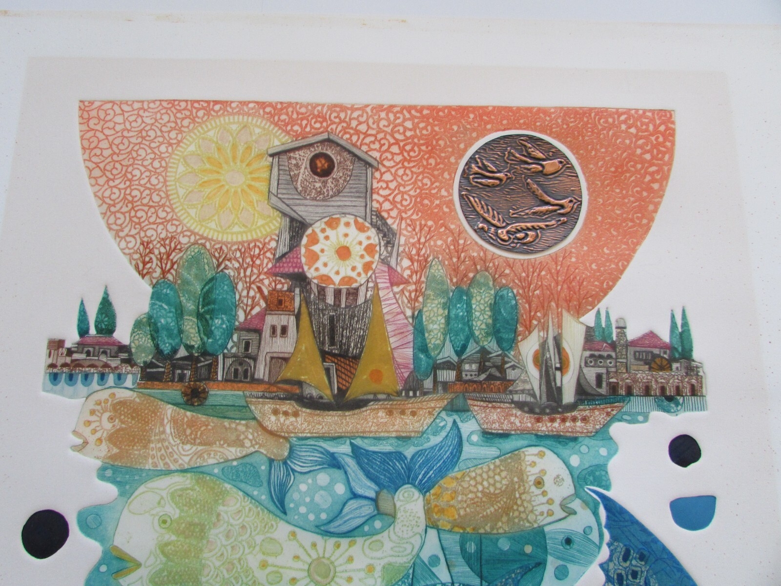 Amram Ebgi | 1980's Intaglio Fish Landscape Intaglio Print Aquarium ...