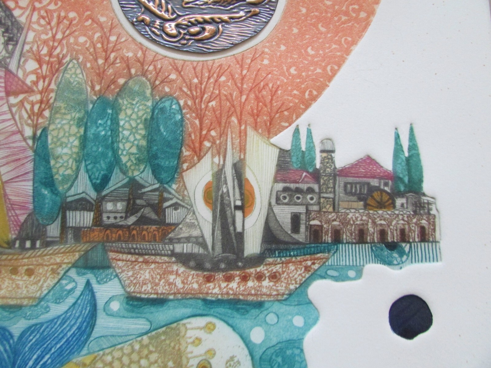 Amram Ebgi | 1980's Intaglio Fish Landscape Intaglio Print Aquarium ...