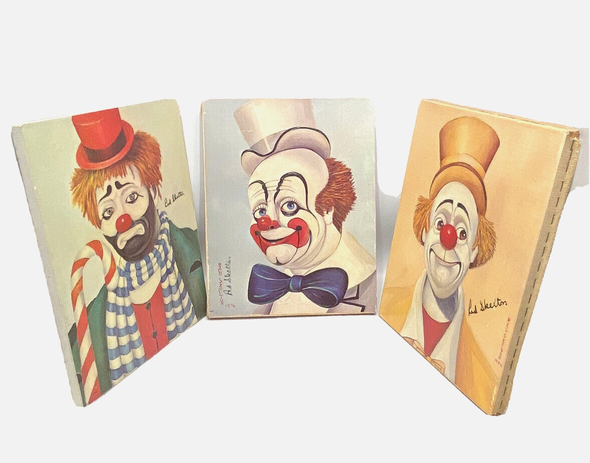 Red Skelton | RED SKELTON Clown Paintings 3 Pc | MutualArt