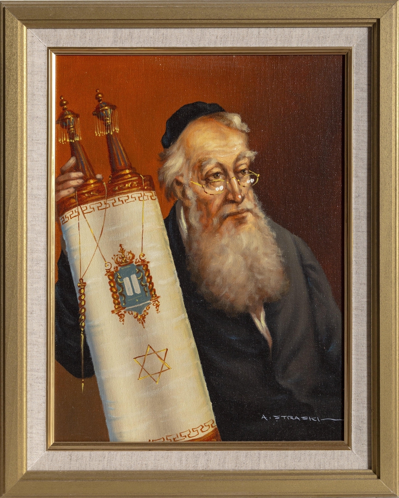 Abraham Straski | Rabbi with Torah (15) (1950) | MutualArt