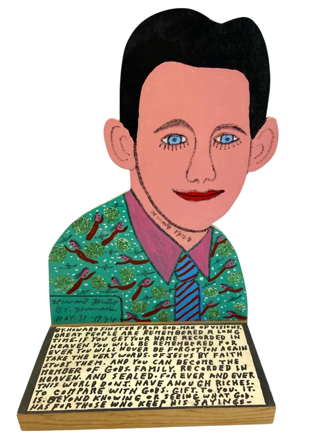 Howard Finster | Self-Portrait Howard 1944 10.5 Mounted Folk Art Board ...