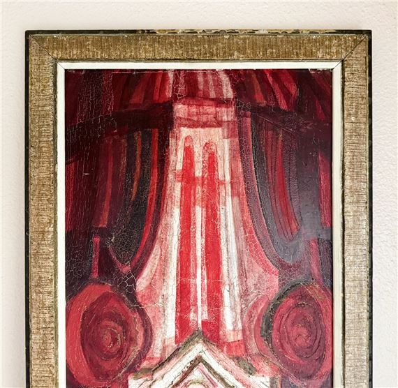 Franklin Adams | Red Monochrome Architectural Painting (Circa 1950s ...