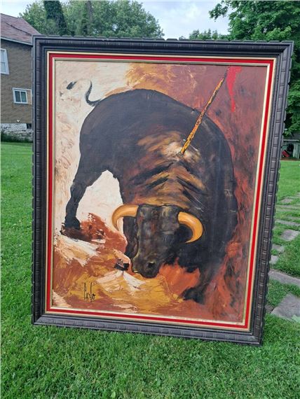 Carlo of Hollywood | Mortally Wounded Bull Oil Painting (1960 - 1969 ...