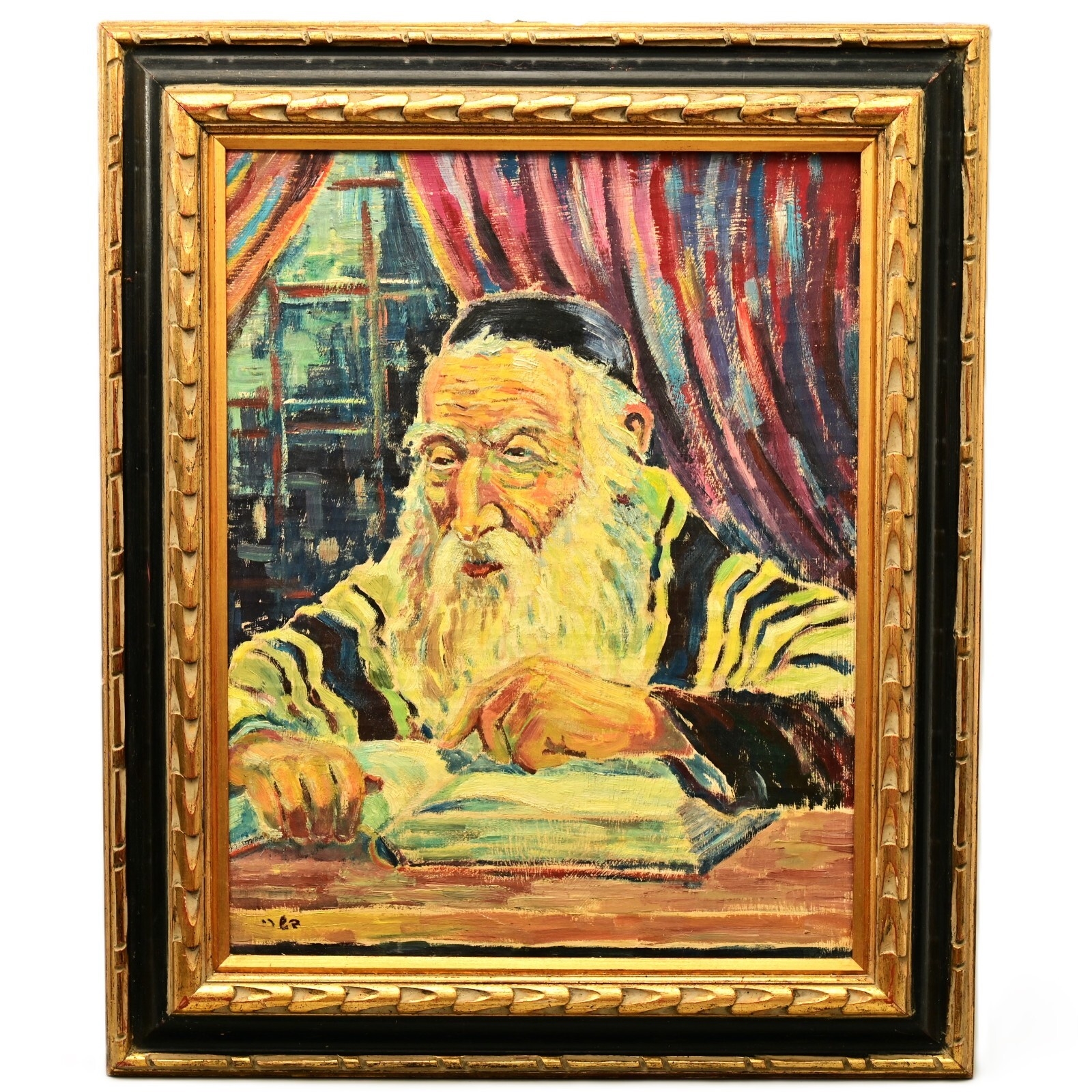 Emmanuel Mané-Katz | Judaica Rabbi Torah Study Portrait Painting (1950 ...