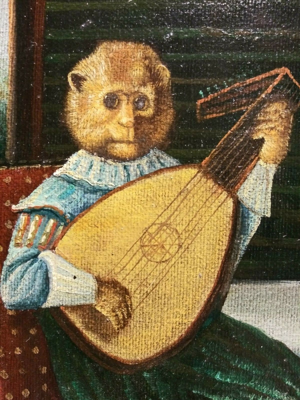 Tom Morris | Original Oil Painting Signed Tom Morris Monkey playing an ...