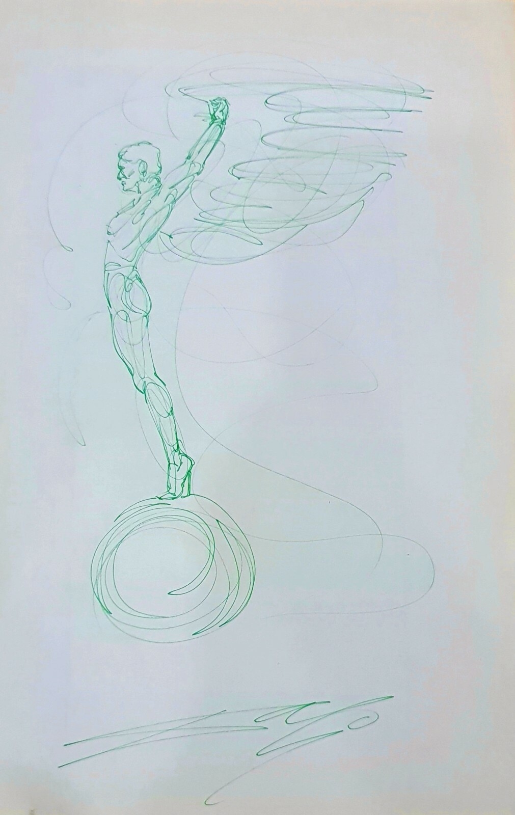 Salvador Dalí | AUTHENTIC GREEN INK PAPER 13” x 8.5” DRAWING (1950 ...