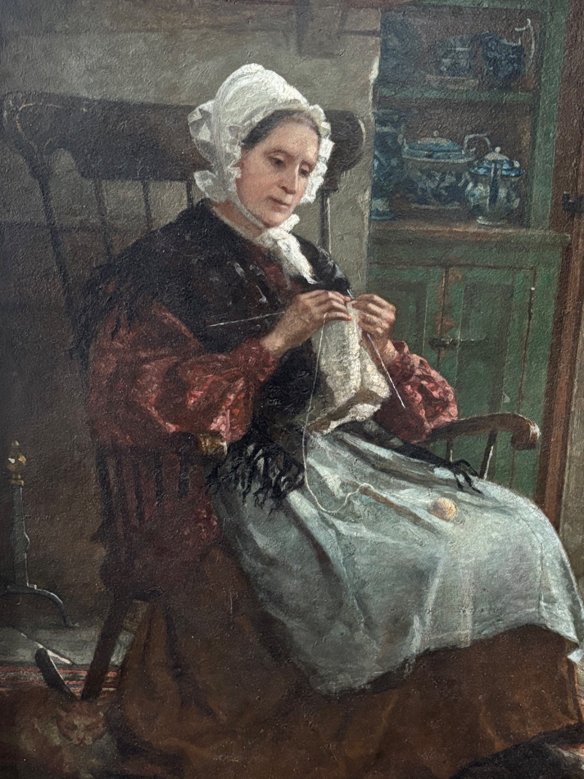 Thomas Hicks | ANTIQUE THOMAS HICKS OIL PAINTING PORTRAIT INTERIOR ...