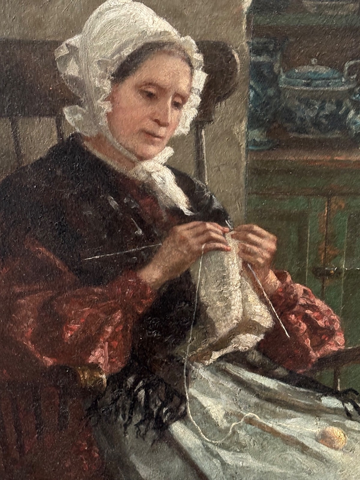 Thomas Hicks | ANTIQUE THOMAS HICKS OIL PAINTING PORTRAIT INTERIOR ...