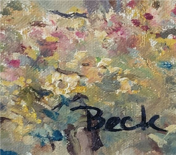 Beck Hansen | Dutch Flower Market By Canal Oil On Canvas Painting By ...