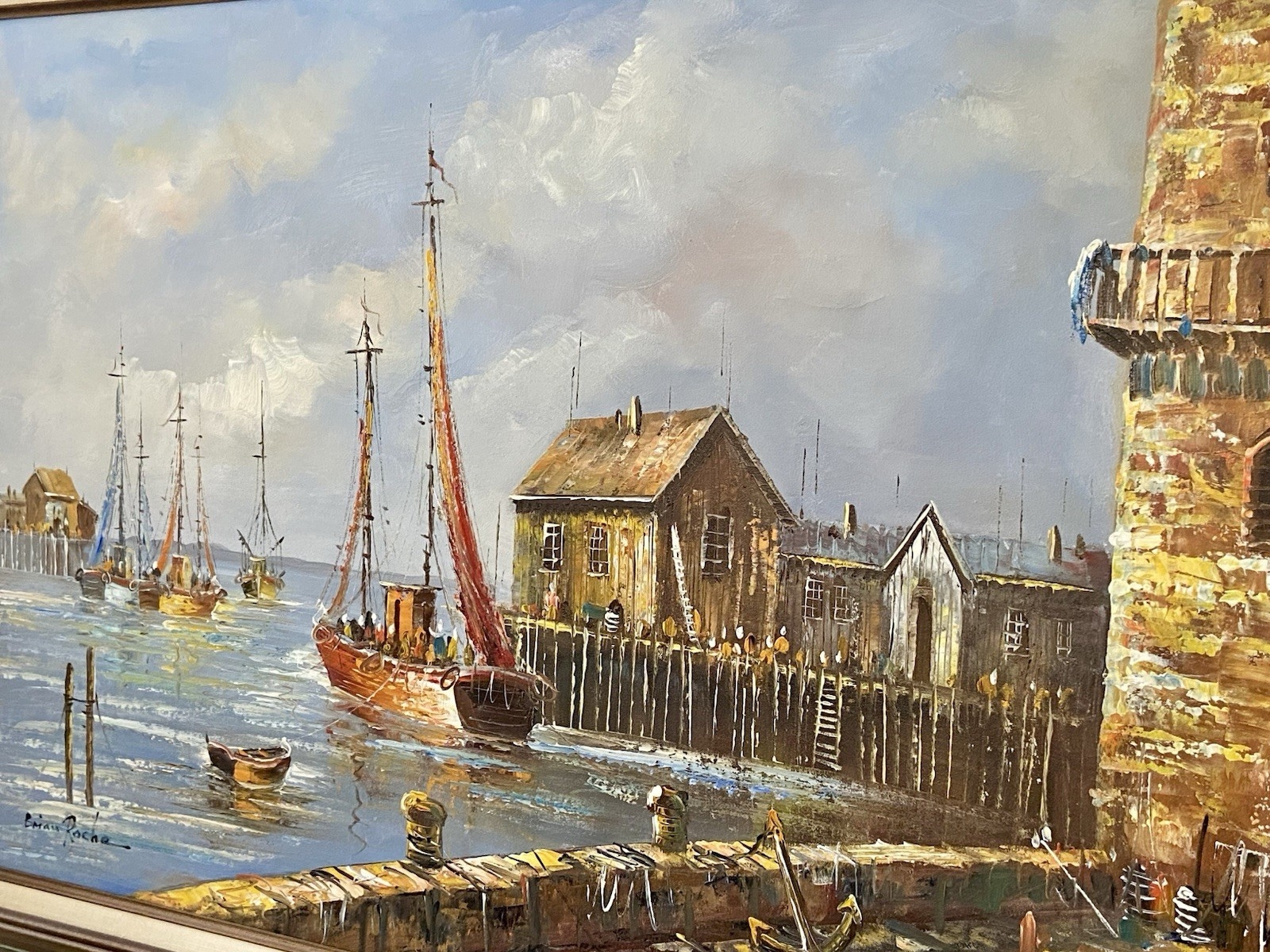 Brian Roche | Harbor Dock Nautical Scene (1960s) | MutualArt