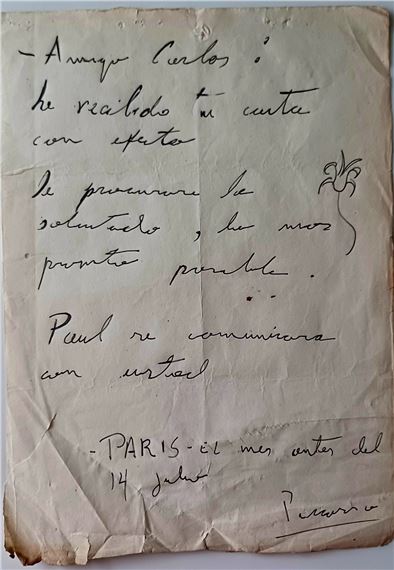 Pablo Picasso | Handwritten Letter Signed Picasso – Paris, Before July ...