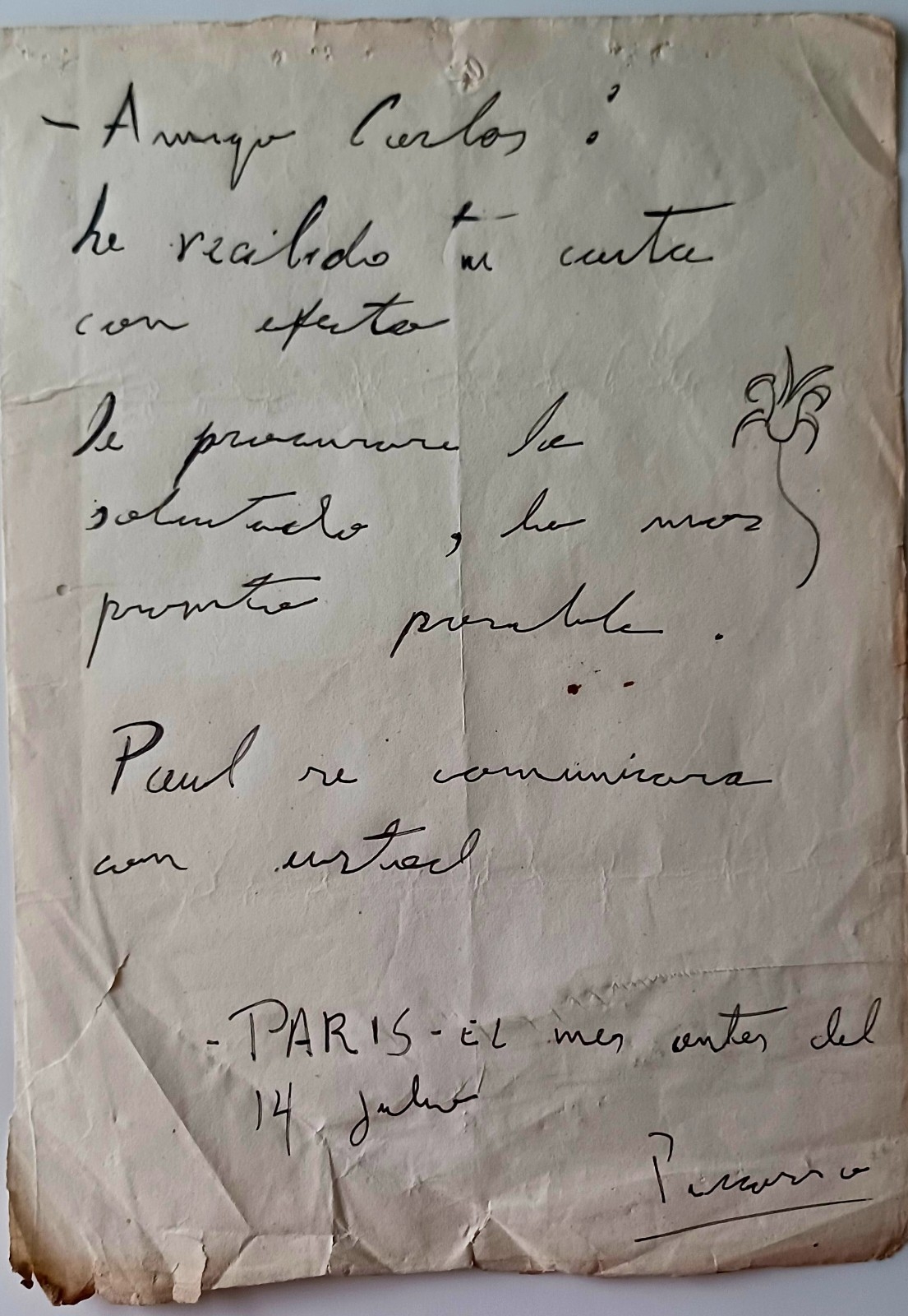 Pablo Picasso | Handwritten Letter Signed Picasso – Paris, Before July ...