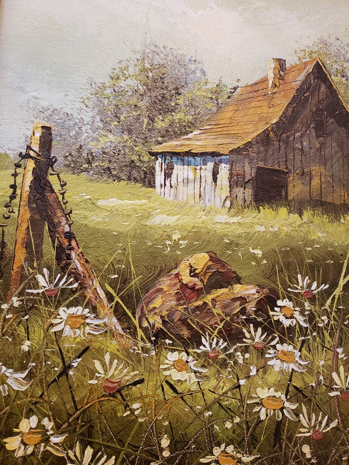 Unknown | Rustic Barn Scene w Daisies (2019 - 2025) | MutualArt