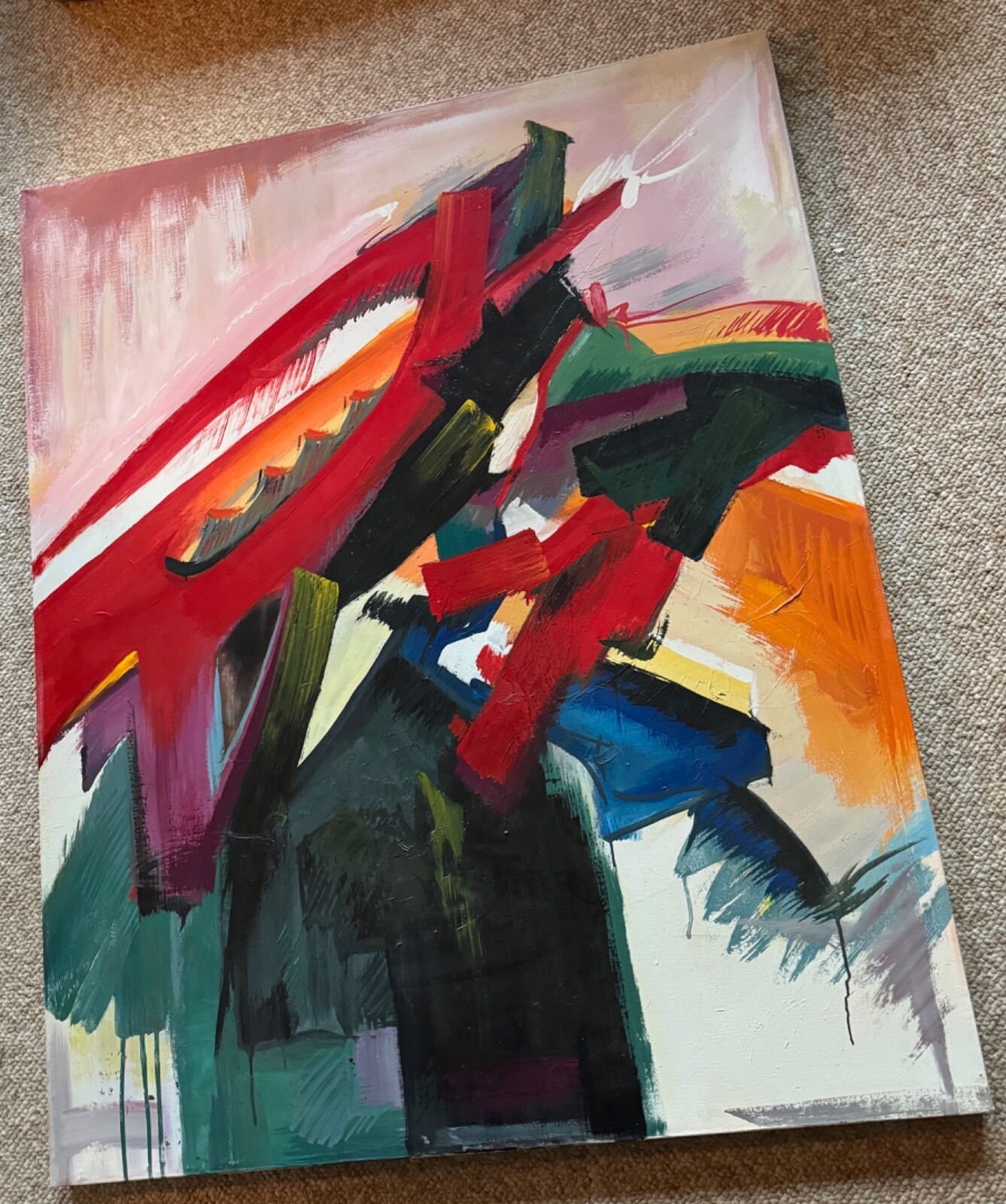 Stanley Jones | Abstract Colors Shapes Oil Painting (Circa 80s) | MutualArt