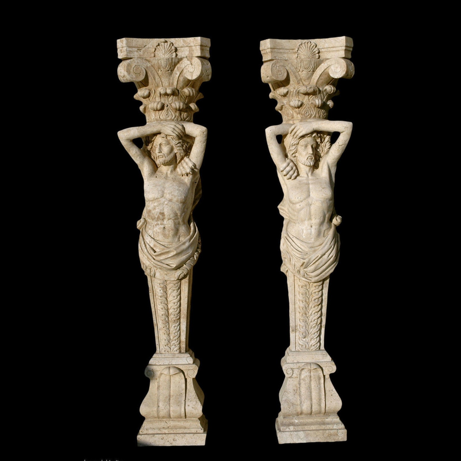 Italian School, 16th Century | Pair Of Travertine Telamons Classic ...
