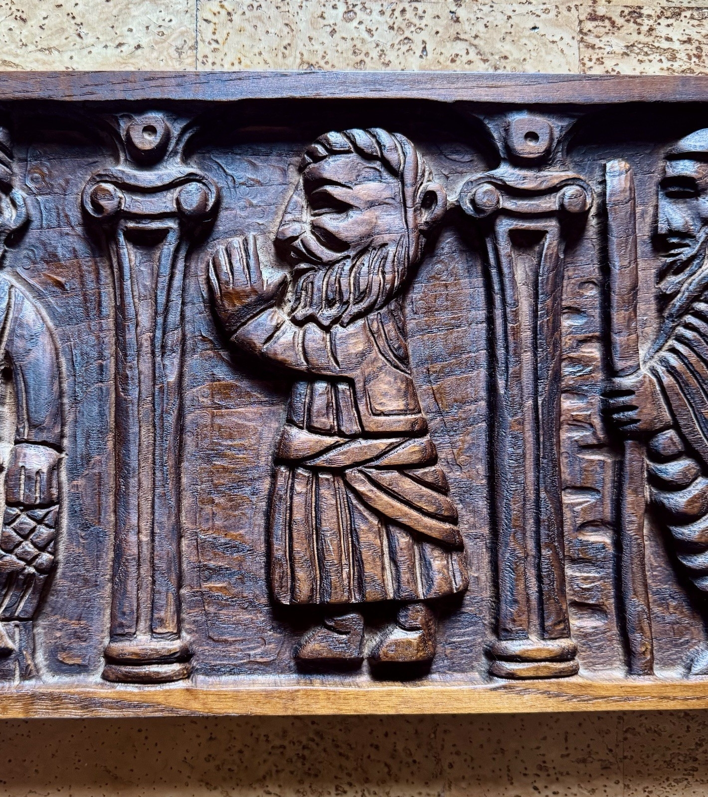 Evelyn Ackerman | Large Evelyn Ackerman Panelcarve Wood Bas Relief King ...