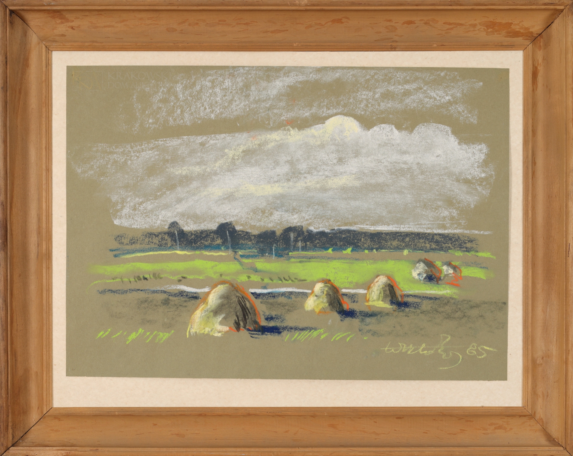 Wiktor Zin | Pejzaż ze stogami siana (1985 (1985) | MutualArt