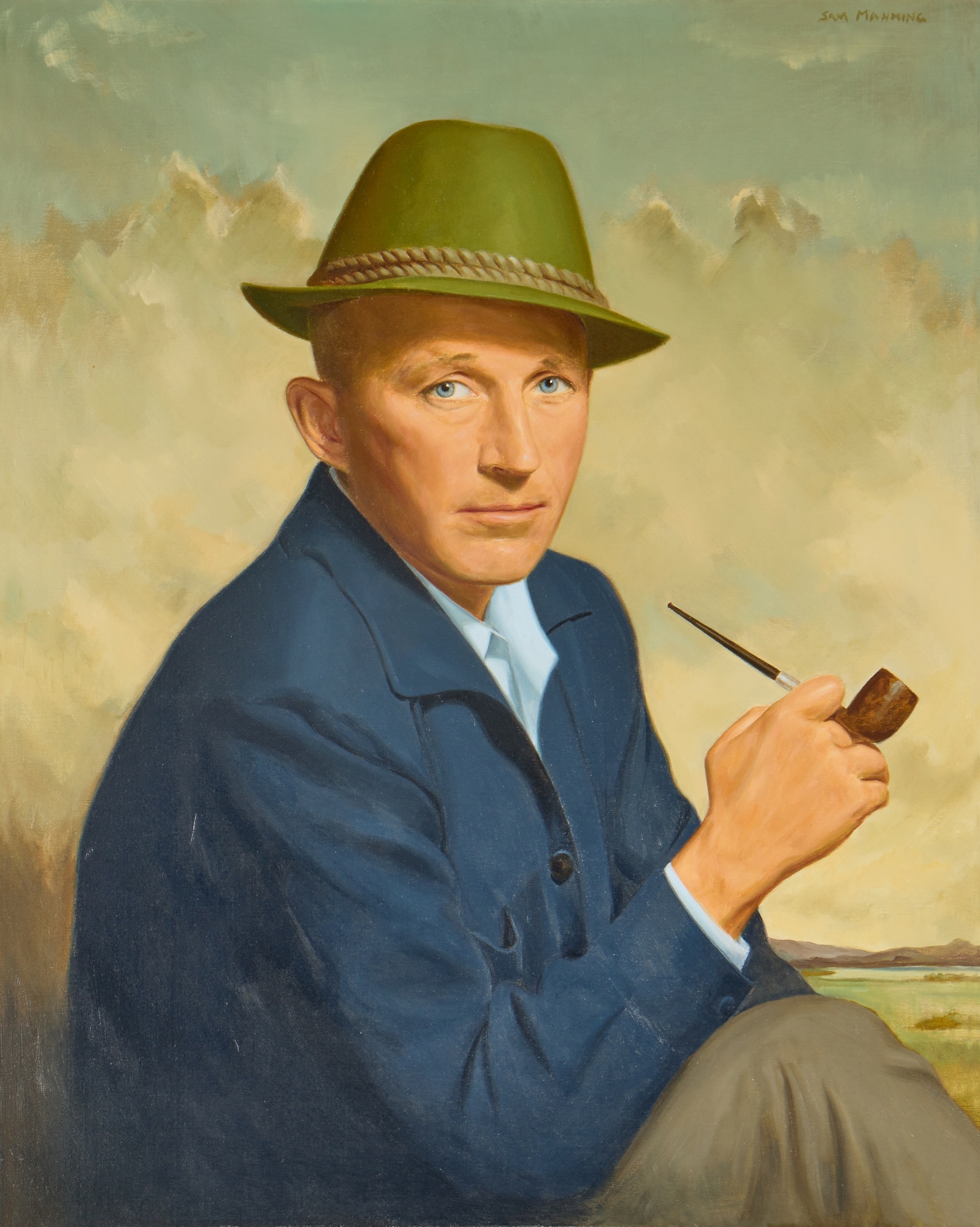 Sam Manning | Portrait of Bing in Green Hat | MutualArt