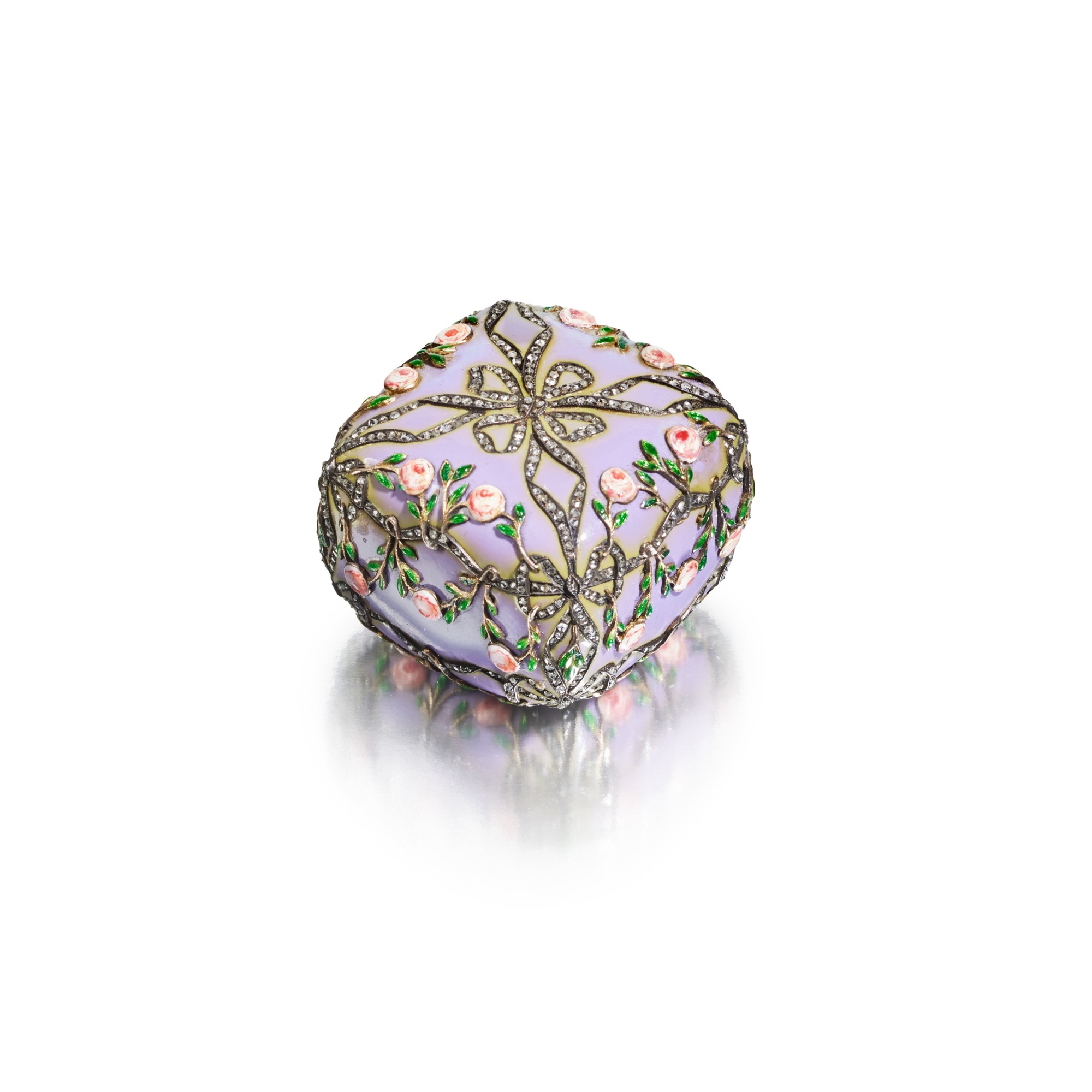 Henrik Wigström | A Rare Fabergé Jewelled Rose Ribbon Pill Box (1904 ...