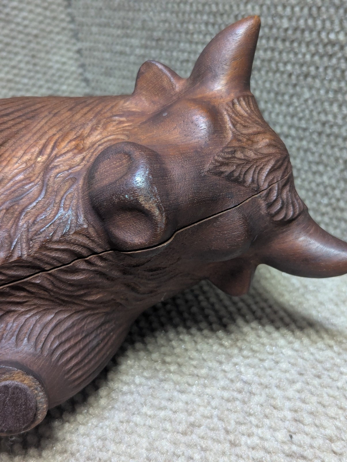 Den Permanente | Large Rare Danish Mid-Century Carved Teakwood Bison ...