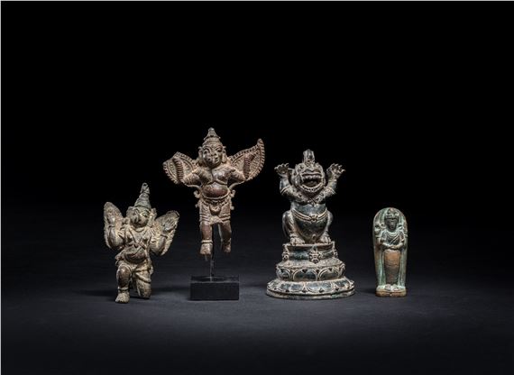 Javanese School | A group of four bronze figures of deities, Java, 12th ...
