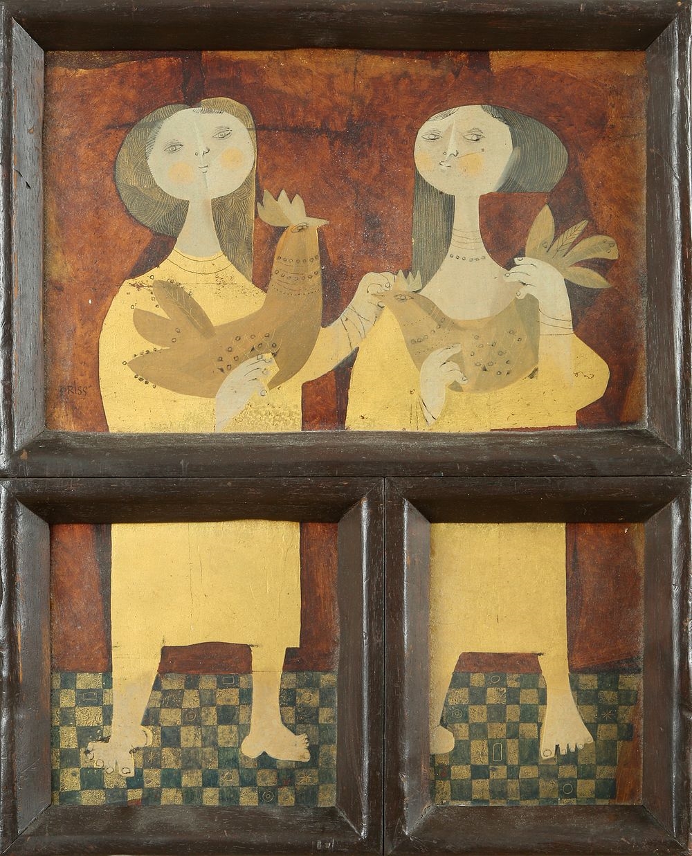 Sami Briss | Triptych Women and Chickens | MutualArt