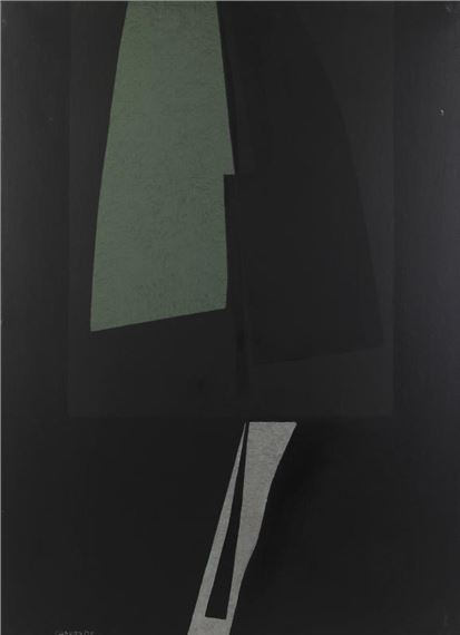a black and green painting with a black background