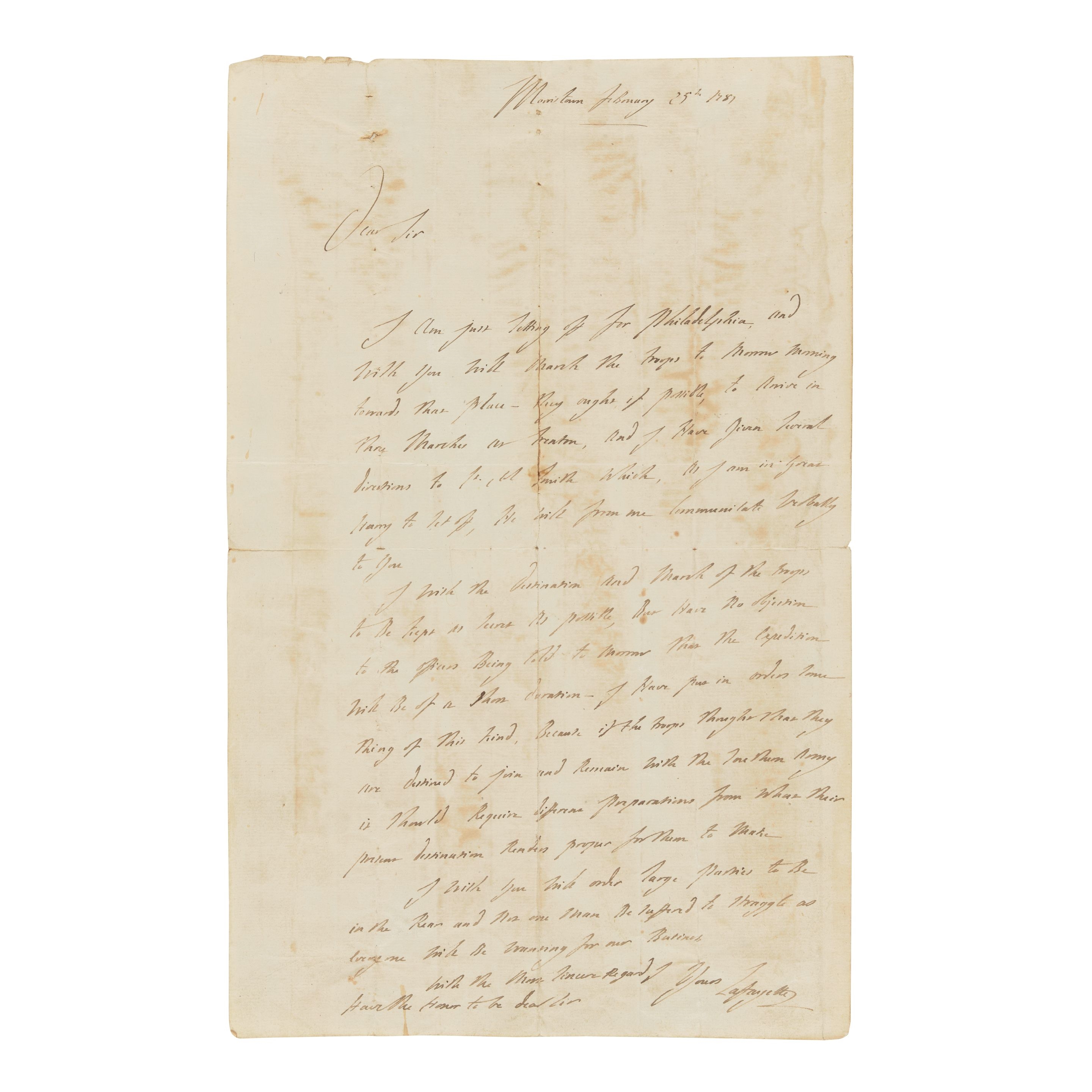 Keith Haring | Autograph Letter Signed (Lafayette) to Col Joseph Vose ...