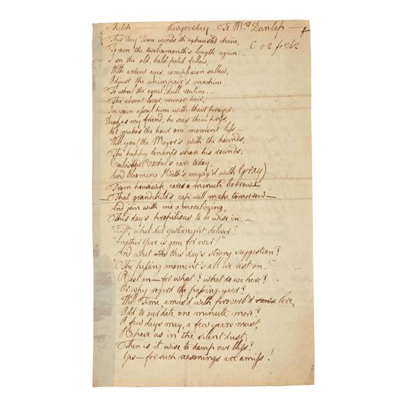 Random | Autograph Manuscript Poem, Sketch. NewYearDay. To Mrs. Dunlop ...