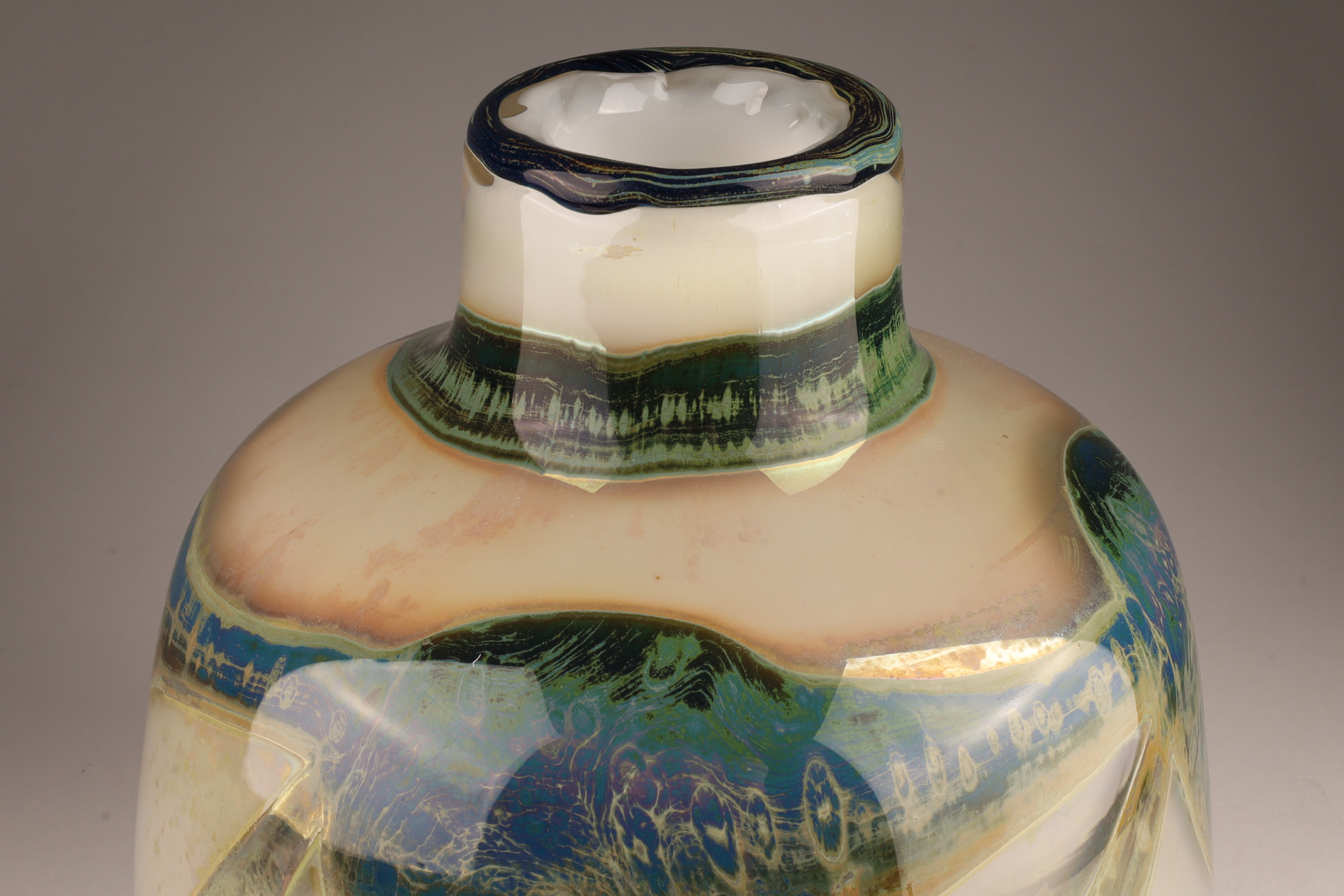Sam Herman | Mid-Century Large Bulbous Val St Lambert Art Glass Vase ...