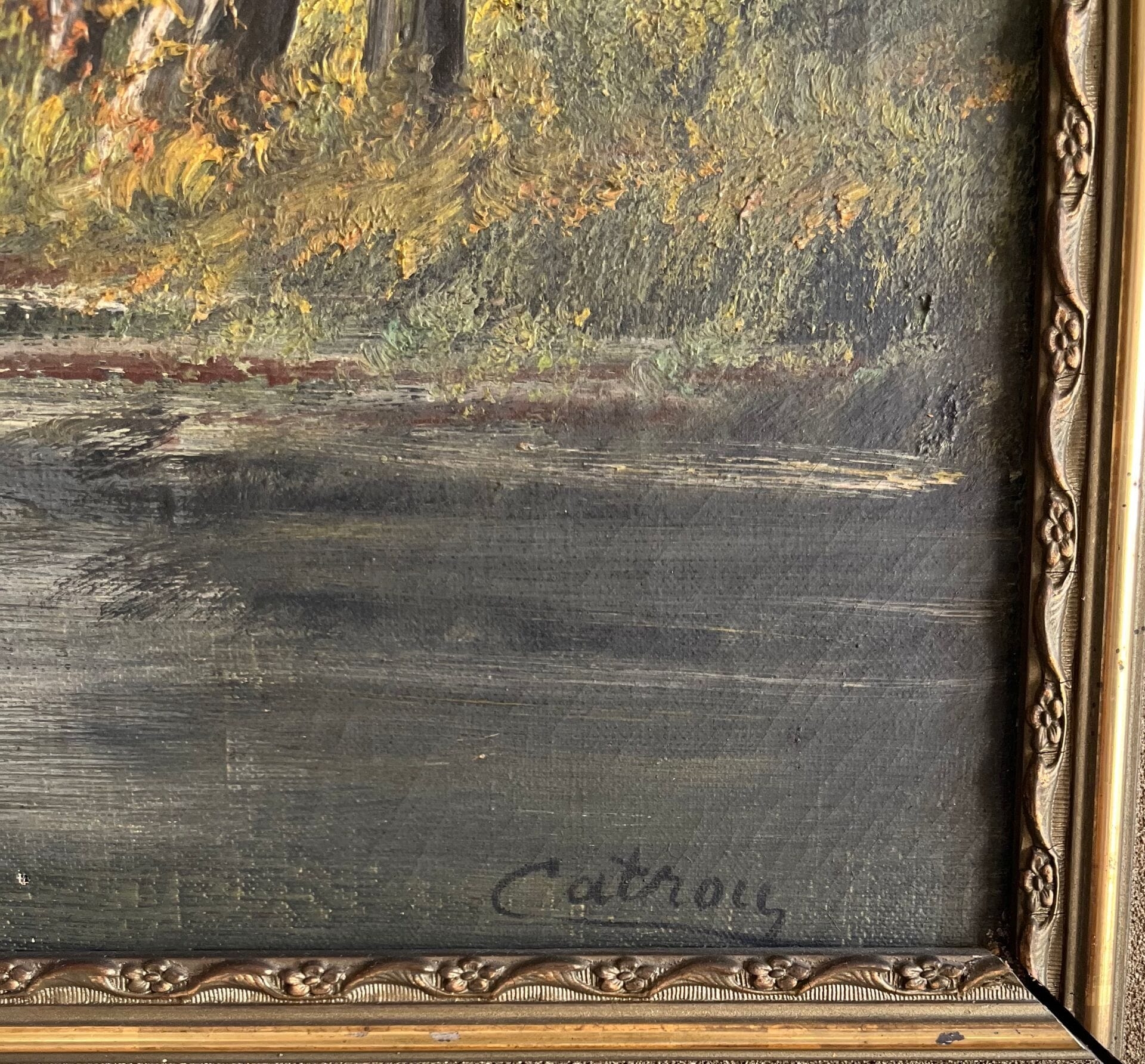 Henri Catrou | River landscape. Path in an undergrowth (19th Century ...