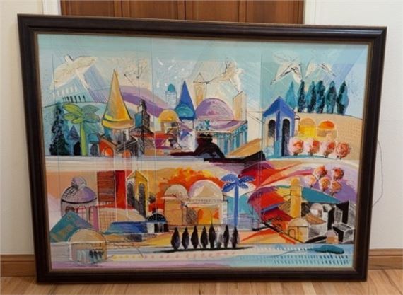 Calman Shemi | Original Painting by Calman Shemi signed, large 53.25 ...