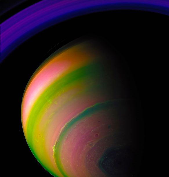 NASA | Saturn in false color, using lights at 0.89, 0.75 and 0.73 ...