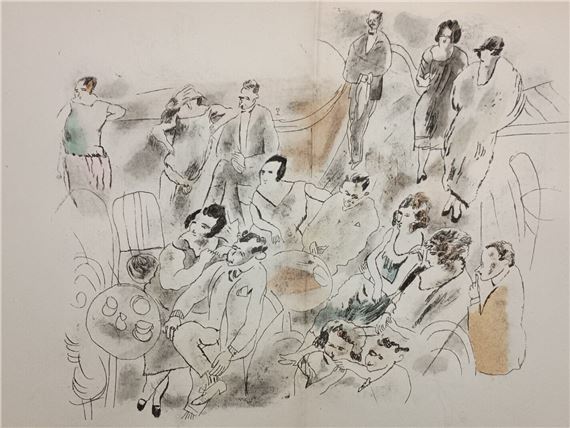 Jules Pascin | Paris Nightlife - Bar Scene (1925) | MutualArt
