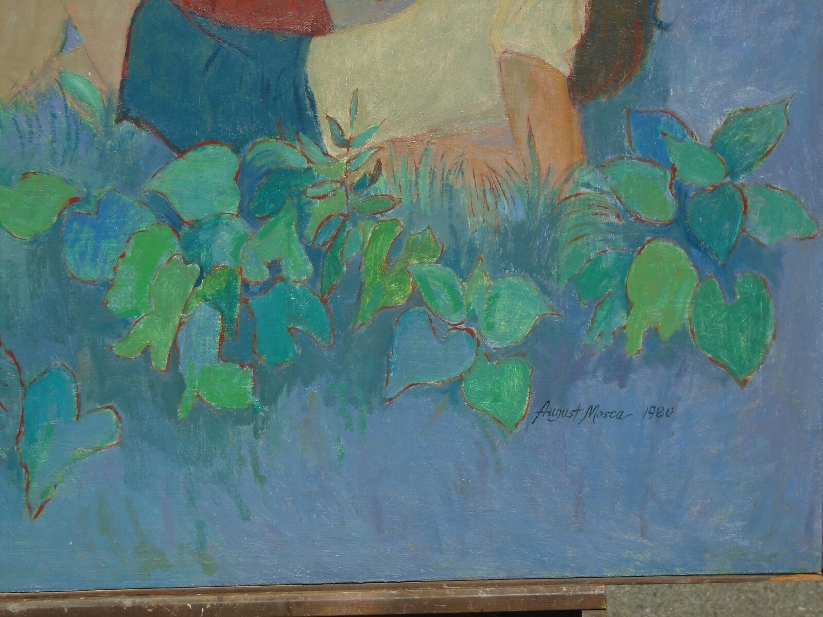 August Mosca | The Lilac Bush-Three Girls in the Woods Oil Painting ...