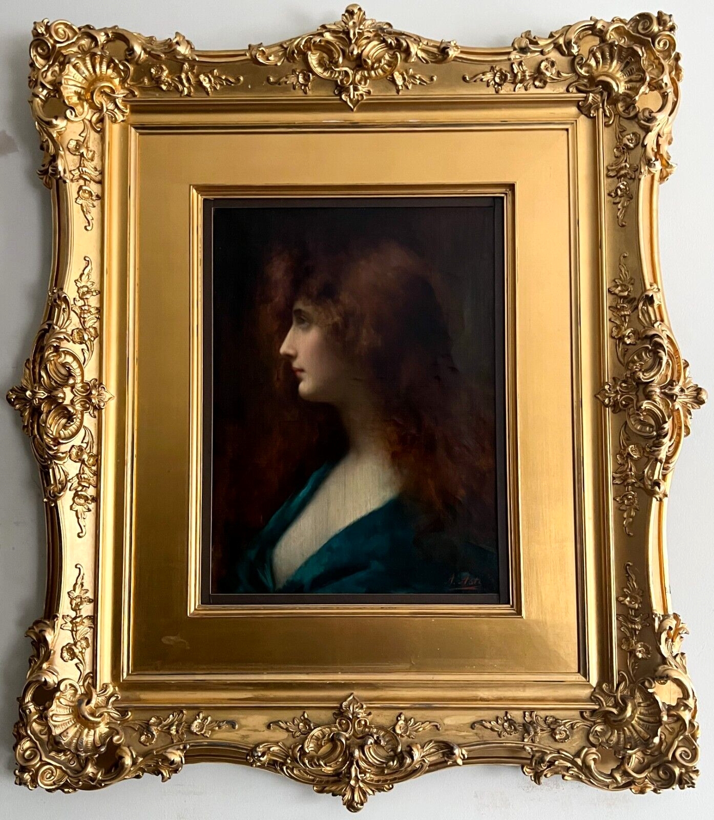 Angelo Asti | Fine Antique Oil Portrait of a Red-Haired Beauty (Late 20 ...