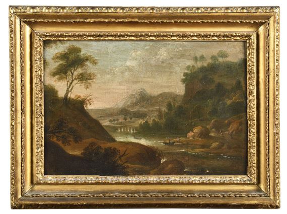 Landscape with boats - Italian School, 18th Century