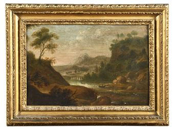 Landscape with boats - Italian School, 18th Century
