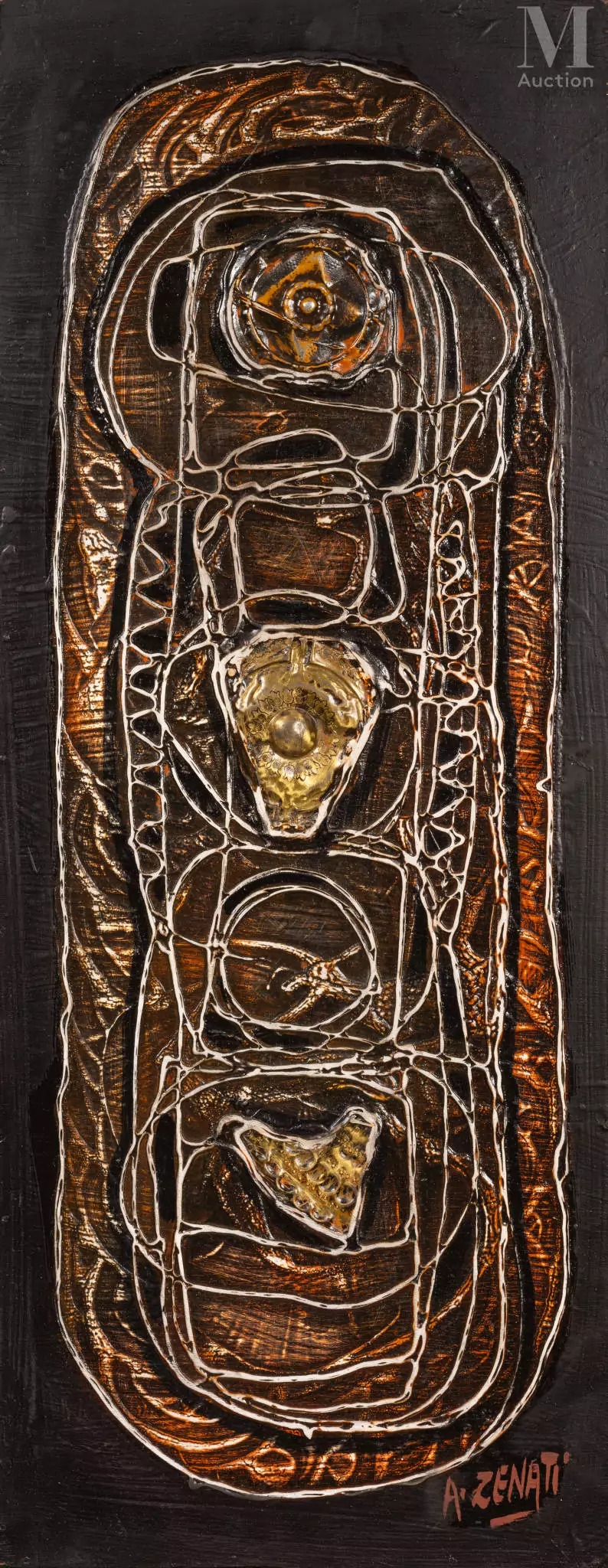 Abderrahmane Zenati Technique Mixte Et M tal Sur Panneau MutualArt