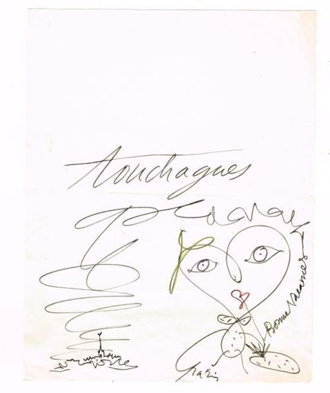 Louis Touchagues | Original autograph drawing signed, with happy ...