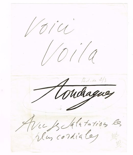 Louis Touchagues | Original autograph drawing signed, with happy ...