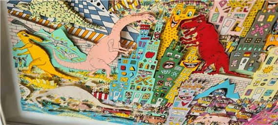 James Rizzi | When the Dinosaurs Return (1993) | MutualArt