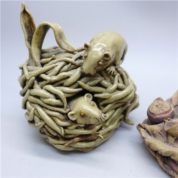 Jill Moger | Two Jill Moger studio art pottery mice figures | MutualArt