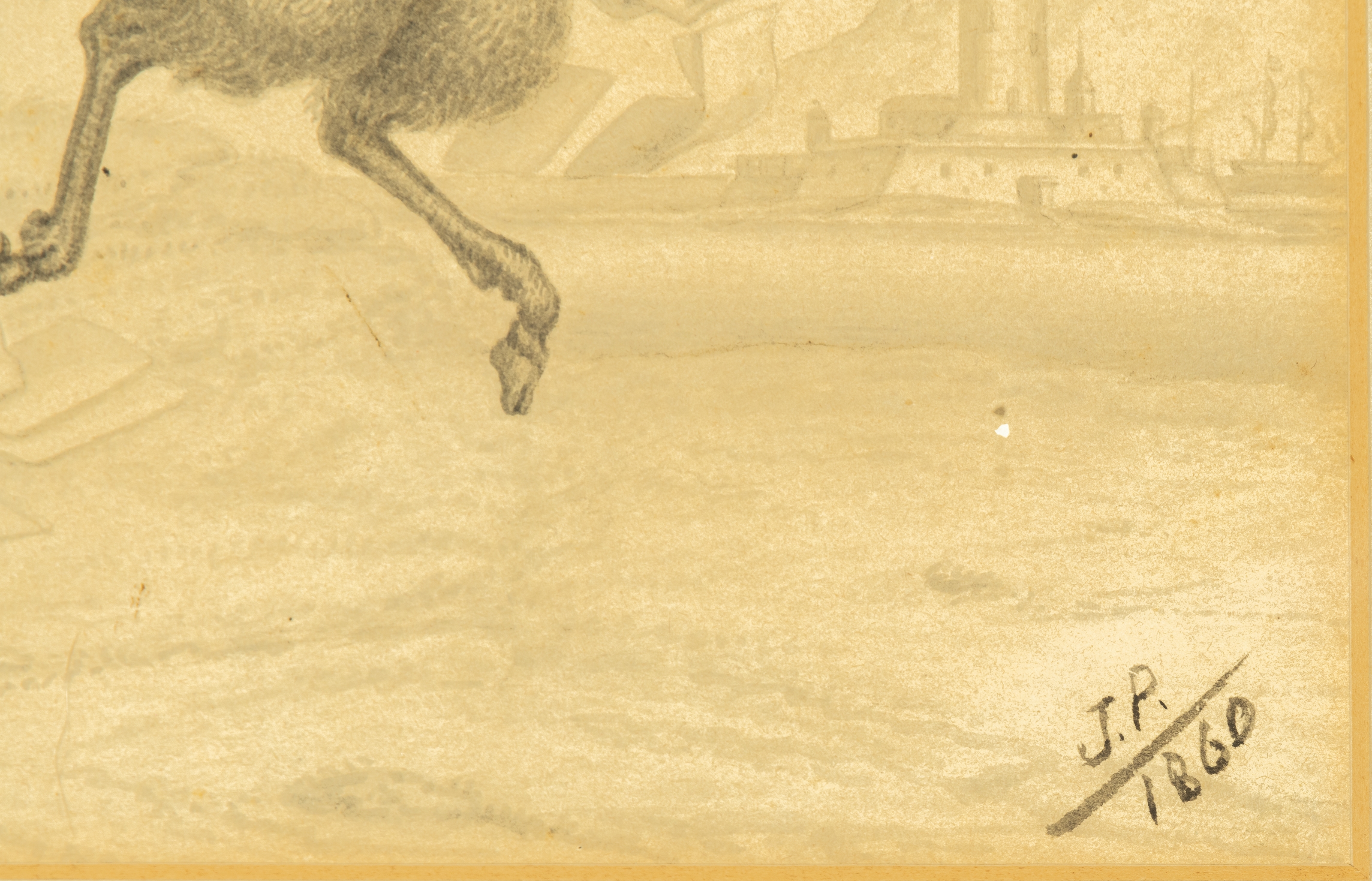 J.P. Munro | Rare Charcoal with Grotesque Scene (1860) | MutualArt