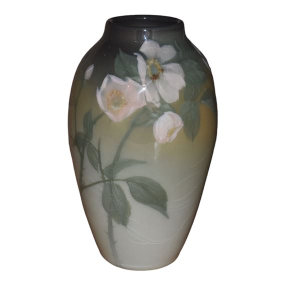 Josephine Zettel | Art Pottery Hand Painted Iris Glaze Roses Ceramic ...